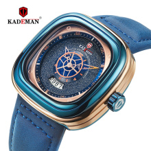 KADEMAN 9030 Luxury Men Watches New Fashion Square Quartz Watch TOP Brand  Casual Leather Wristwatches Business Relogio Masculin